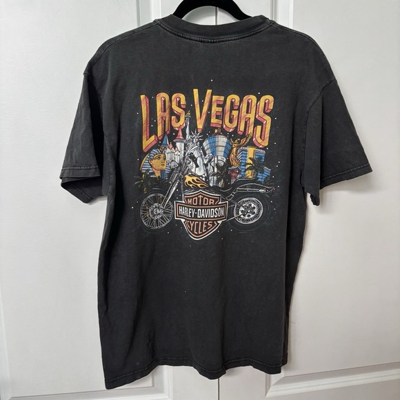 Vintage Harley Davidson T-shirt Men L Ride with the Wind Eagle Las Vegas Moto - Picture 2 of 8